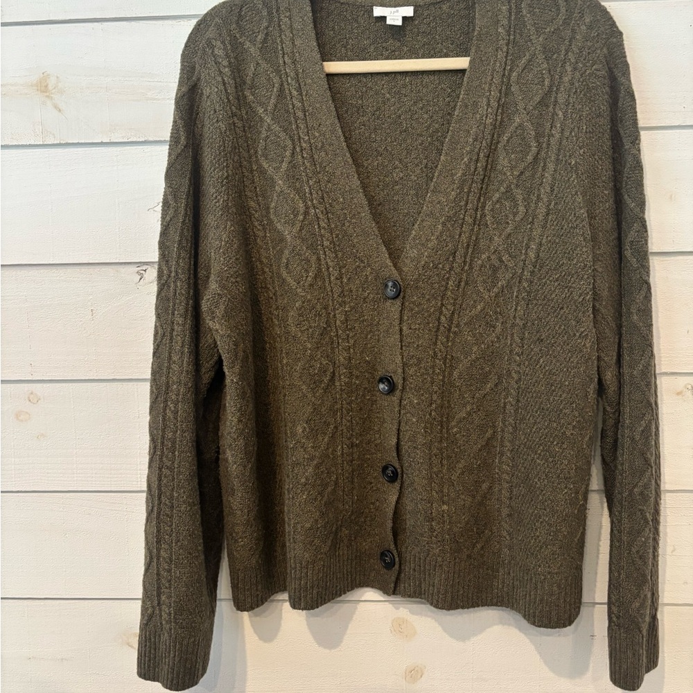 J. Jill Green Cardigan Sweater V-Neck Knit - Picture 15 of 15